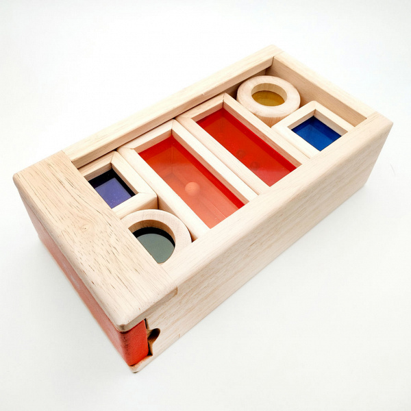 Дидактическая игра: цветные тактильные блоки со звуком (контейнер)